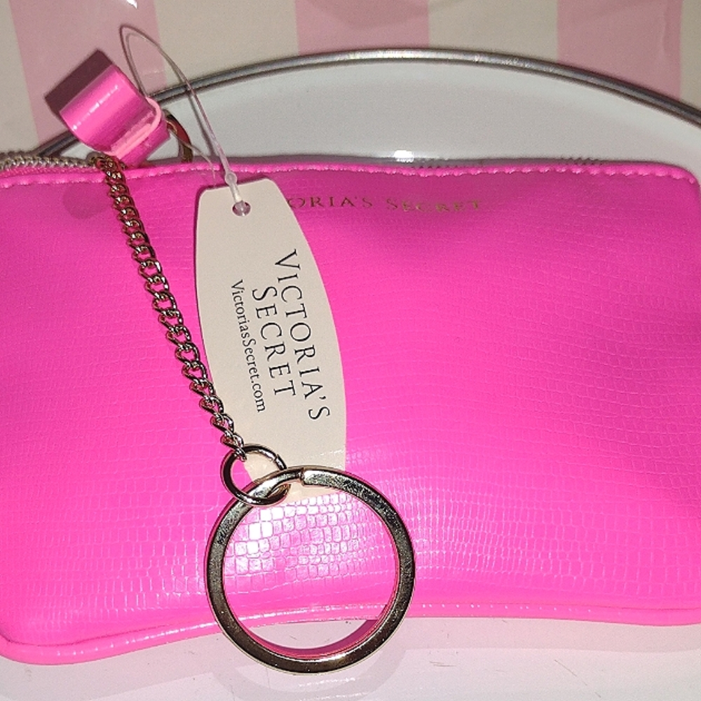 Victoria's Secret Hot Pink Pouchette Silver ⛓️ NWT - Picture 3 of 5